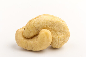 Raw cashew nuts isolated on white background.
