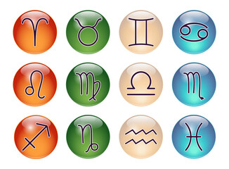 set of zodiac signs for horoscope, vector illustration.