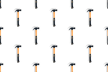 Hammer on a white background. Hammer seamless pattern.