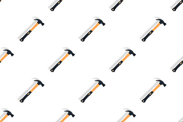 Hammer on a white background. Hammer seamless pattern.