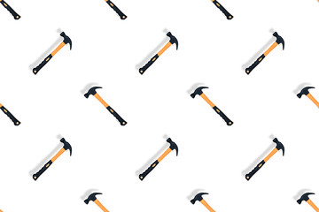 Hammer on a white background. Hammer seamless pattern.