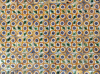 Tile pattern mosaic in Casa de Pilatos, one of the main palaces in Seville, Andalusia, Spain