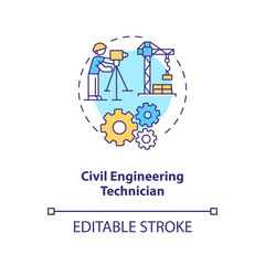 Civil engineering technician concept icon. Plan building. Contractor for management. Construction supervision idea thin line illustration. Vector isolated outline RGB color drawing. Editable stroke