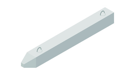 Vector illustration concrete pile isolated on a white background. Cement pile icon in isometric view. Precast ferroconcrete pile in flat style. Building materials for construction purposes.