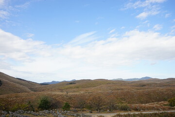The landscape of Akiyoshi plateau in Akiyoshidai Kokutei Koen, Akiyoshidai National Park, in Yamaguchi, Japan - 秋吉台 日本	
