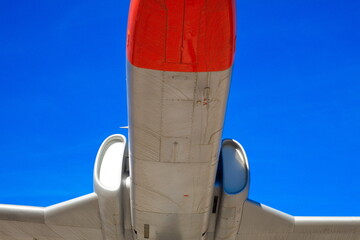 low-flying jet plane on a sunny day