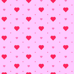 This is a seamless pattern of hearts on a pink background. Wrapping paper.