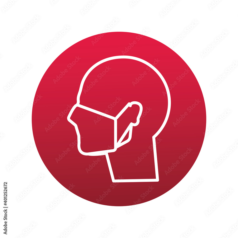 Canvas Prints profile wearing medical face mask covid19 protection in red block style