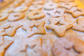 Freshly baked sugar cookies. Closeup with extremely shallow dof.