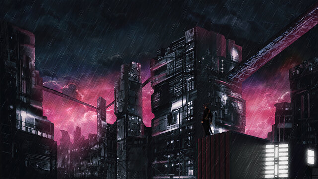 Red Sky  Cyber City Artwork