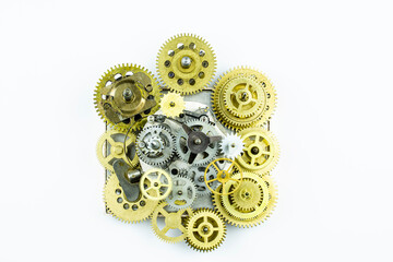  Unworking machine from bronze the cog-wheel of clock-work.