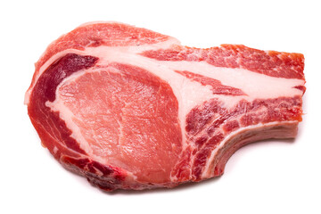 Raw pork isolated on white background.