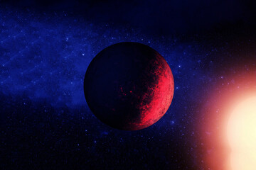 Exoplanet in a far dark space. Elements of this image were furnished by NASA.
