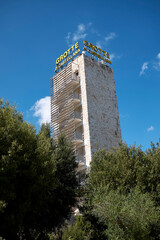 Castellana Grotte, Italy - September 04, 2020 : View of Castellana Grotte tower