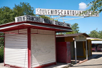 Castellana Grotte, Italy - September 04, 2020 : Souvenirs shops at Castellana Grotte