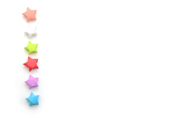 Naklejka na ściany i meble six colorful origami lukcy stars on row