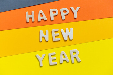 
Happy new year font art colorful texting for greeting or celebrate card with colorful background, Sensitive Focus
