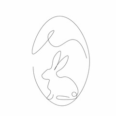 Easter bunny and egg drawing on white background, vector illustration