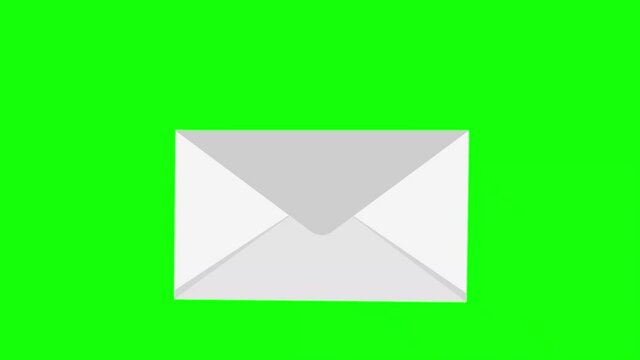 envelope opening, animation with green background