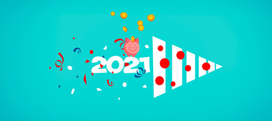 Fototapeta premium New 2021 finance and growth prospects. 3D illustration