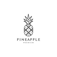 Silhouette Pineapple Fruit, Vector Illustration Cartoon Flat Icon Isolated on White Background