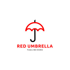 Red Umbrella Icon, Red Umbrella Isolated on White Background. Umbrella in Cartoon Style