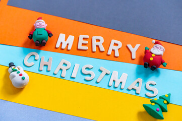 Christmas greeting text font art with colorful lettering and backgrounds for wishing and celebrate, Sensitive Focus