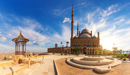 The Great Mosque of Muhammad Ali Pasha or Alabaster Mosque in the Cairo Citadel, Egypt - obrazy, fototapety, plakaty