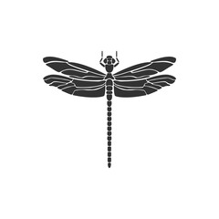 Dragonfly icon. Black dragonfly sign. Flat design. Silhouette icon. Vector illustration © Роман Ярощук
