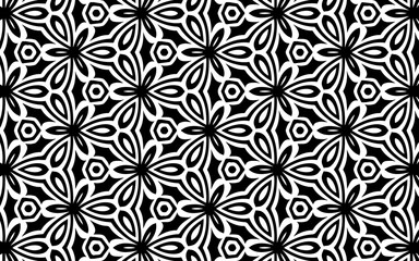 Black white geometric texture with folk style pattern. Ethnic background for design decoration, wallpaper, textile, coloring book.
