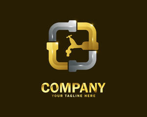luxury gold drop repair logo design template