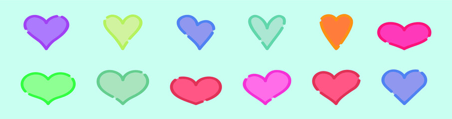 set of heart cartoon icon design template with various models. vector illustration isolated on blue background