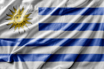 Waving detailed national country flag of Uruguay