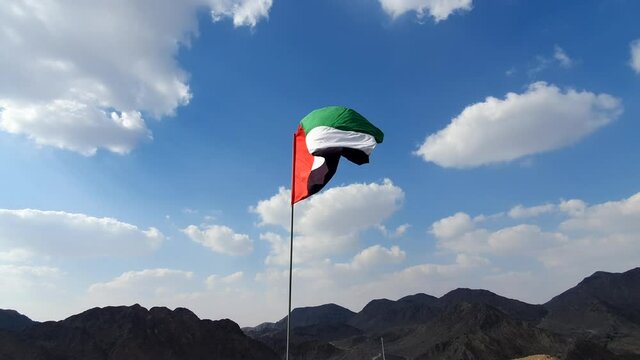 UAE flag on top of the mountain