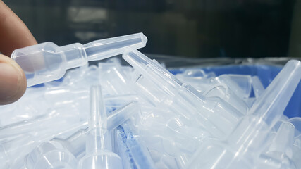 Plastic product parts. made from plastic injection molding machine, in plastic factory industry.