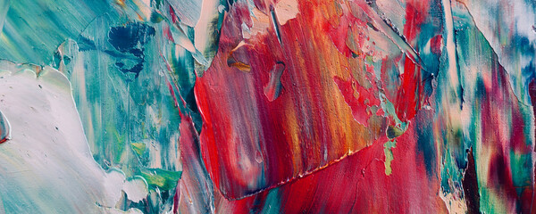 Farbtextur. Handgezeichnetes Ölgemälde auf Leinwand. Hintergrund der abstrakten Kunst. Moderne, zeitgenössische Kunst. Bunte Leinwand. Hintergrund der Wanddekoration © Valeriy