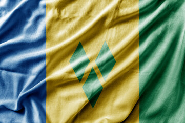 Waving detailed national country flag of Saint Vincent and the Grenadines