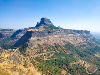 landscape view of markandey or markandya fort from saptashrungi temple