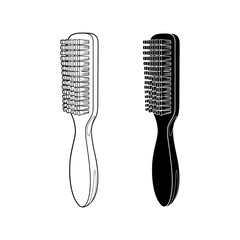 hairbrush - vector illustration isolated on white background. hair bristles - barbershop tool. comb