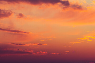 Beautiful colorful dramatic sky with clouds at sunset