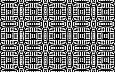 Ethnic black white folk pattern in doodling style. Abstract geometric texture from large polygons for coloring book, wallpaper. 