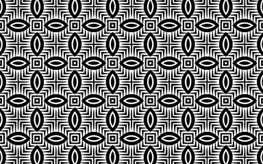 Ethnic black white traditional tribal pattern in doodling style. Abstract geometric texture for coloring book, wallpaper, textile