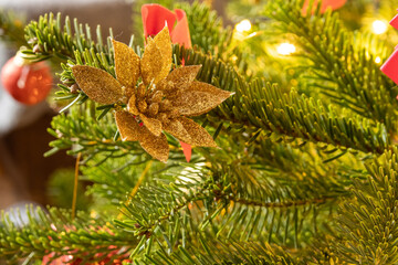 Festive decorations on the Christmas tree