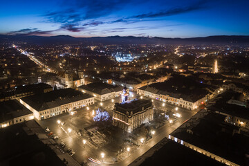 Nowy Sącz o pranku, widok z drona, Małopolska