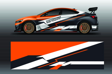 Decal Car Wrap Design Vector. Graphic Abstract Stripe Racing Background For Vehicle, Race car, Rally, Drift