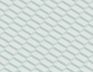 Isometric vector white bricks horizontal background. Abstract seamless volumetric geometric pattern. Modern seamless pattern. Isometric background in light color tones, vector illustration.