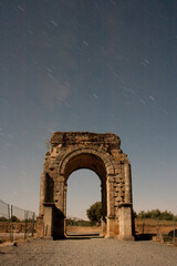 Fototapeta premium Night photography in the Roman ruins of Caparra. Extremadura. Spain.