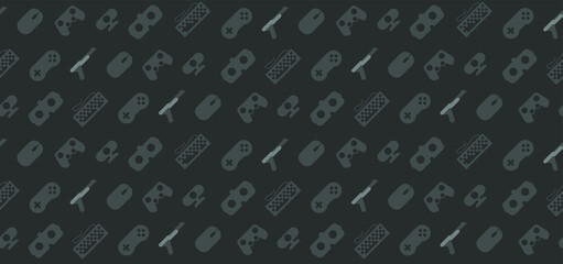 Seamless pattern Video Game. Icons Gaming, Gamepad, Сontroller, Gadgets, Devices. Background for design, wallpaper. Vector