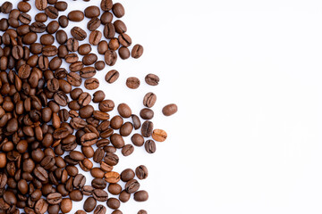Roasted coffee beans on white background	