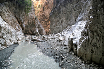 Saklikent Canyon is the longest and deepest canyon in Turkey. Its length is 18 kilometers.